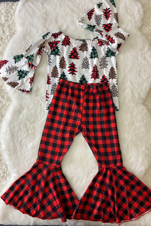 Kids Leopard & Plaid Christmas tree set