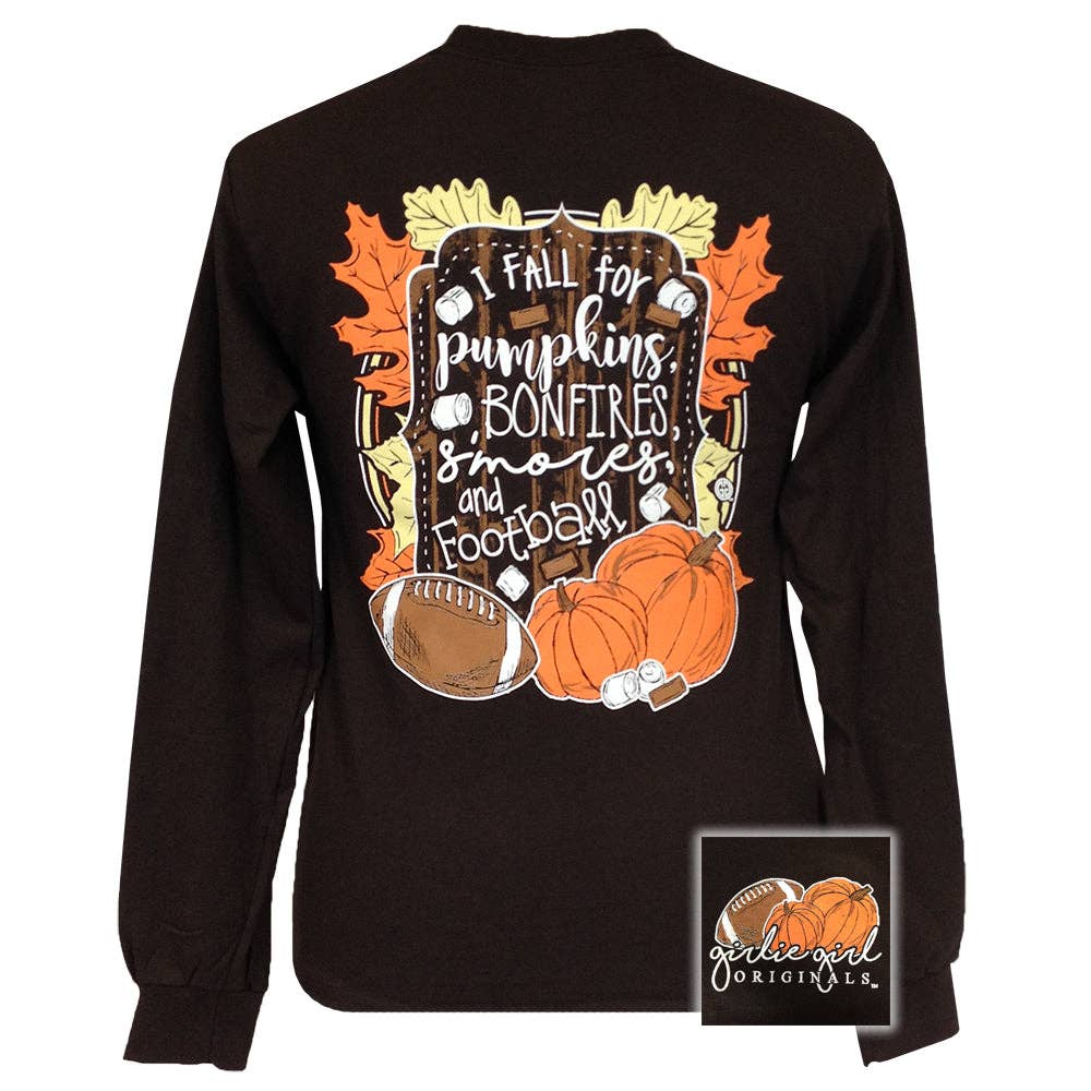 I Fall-Dark Chocolate Long Sleeve Girlie Girl Shirt