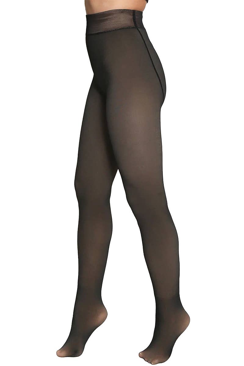 Illusion Tights- Women's Fake Sheer Fleece Lined Pantyhose Tights
