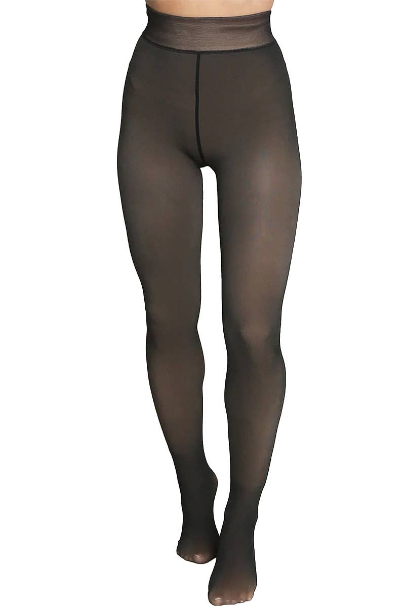 Illusion Tights- Women's Fake Sheer Fleece Lined Pantyhose Tights