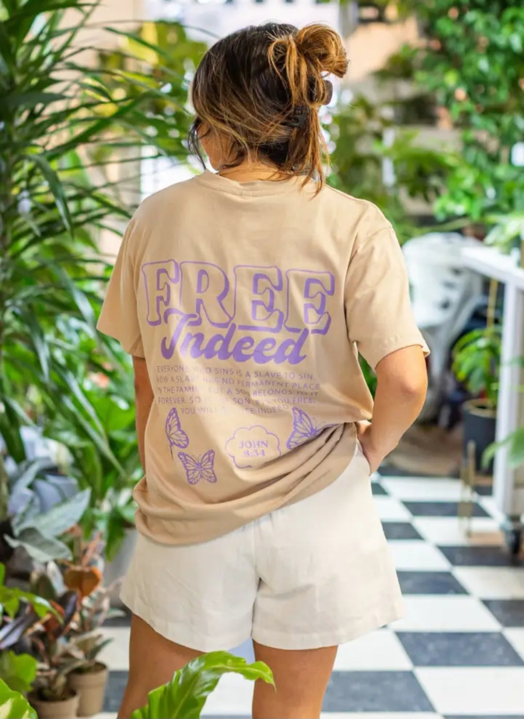 Grace and Emma Free Indeed Beige Tee