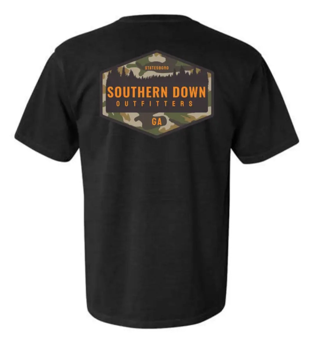 Southern Down Outfitters Camo Logo Black T- Shirt
