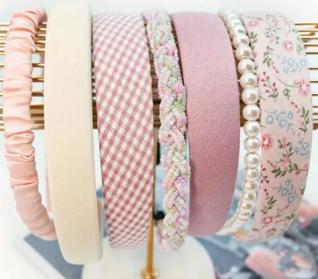 Pink Headband Set of 7