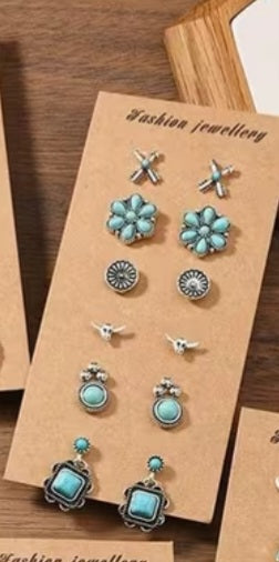 Western Earrings- 6 pair