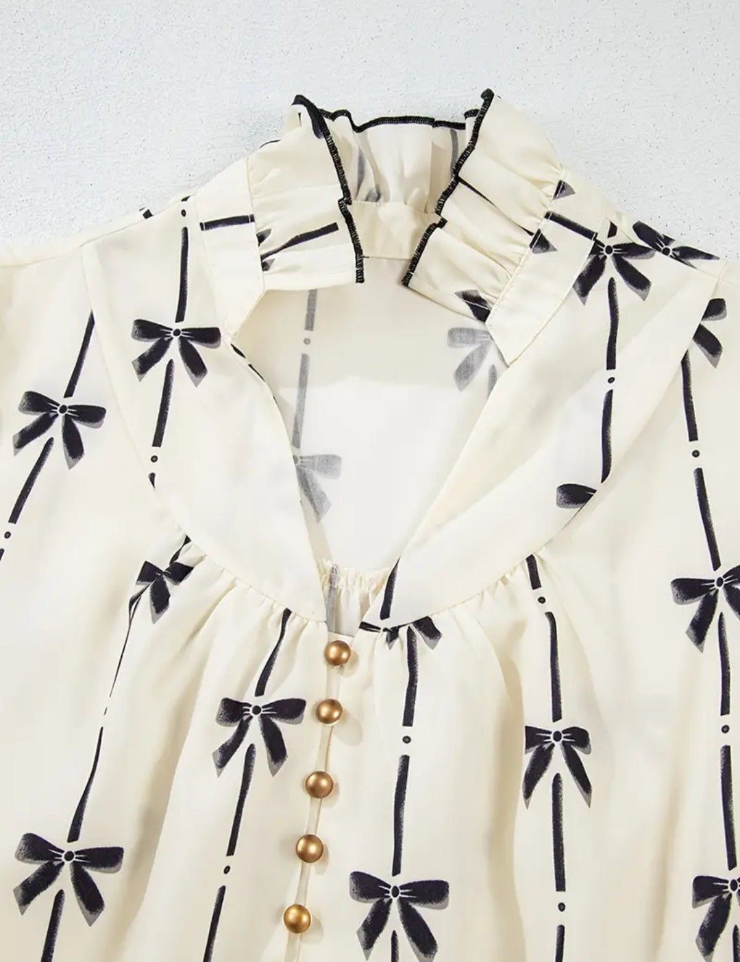 Bow Print Ruffle Hem Dress