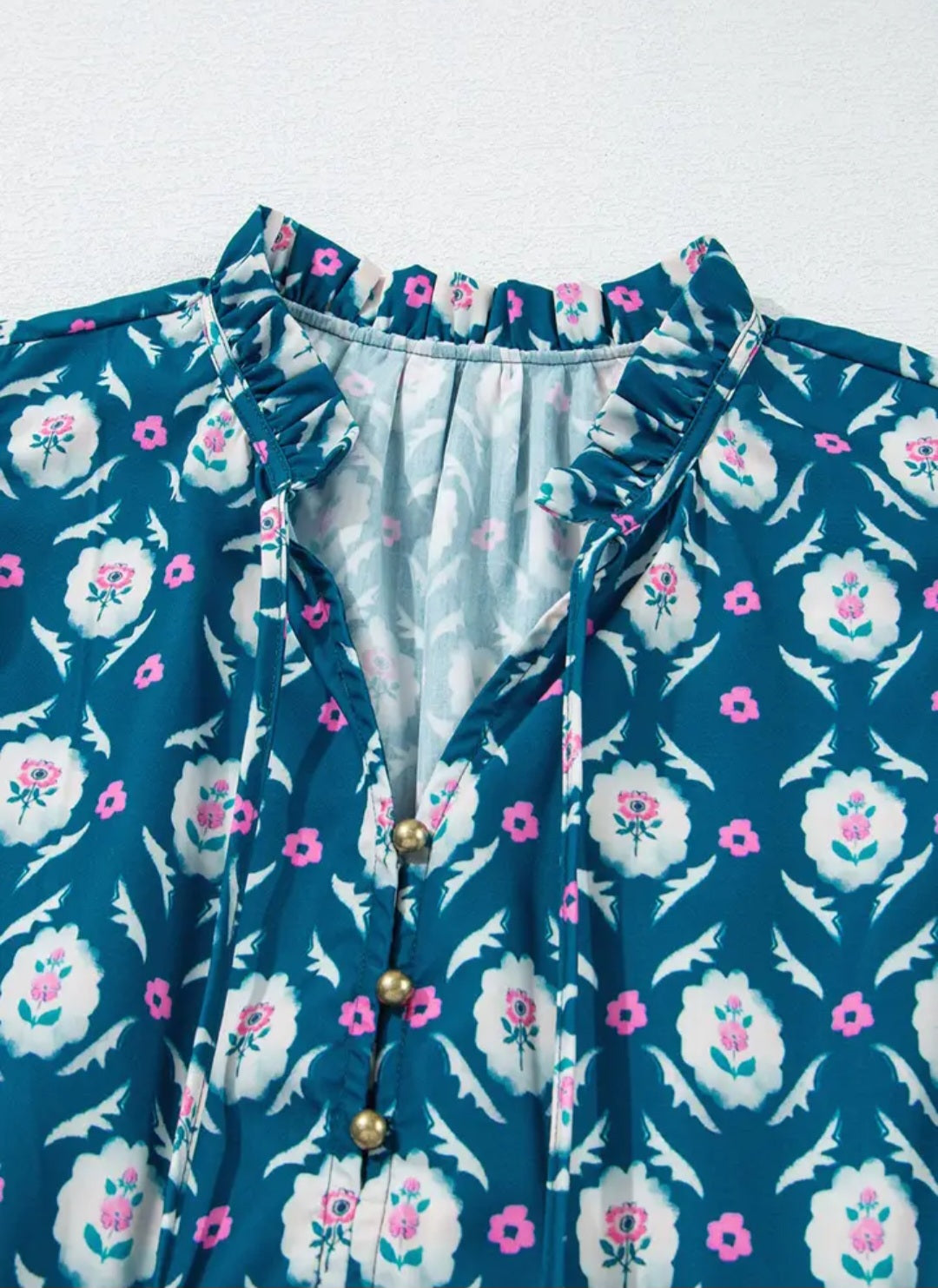 Retro Floral Print Ruffle Sleeve Dress