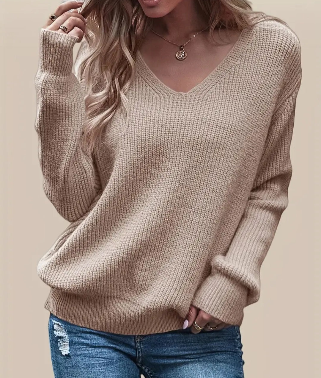 Women's V Neck Pullover Sweater