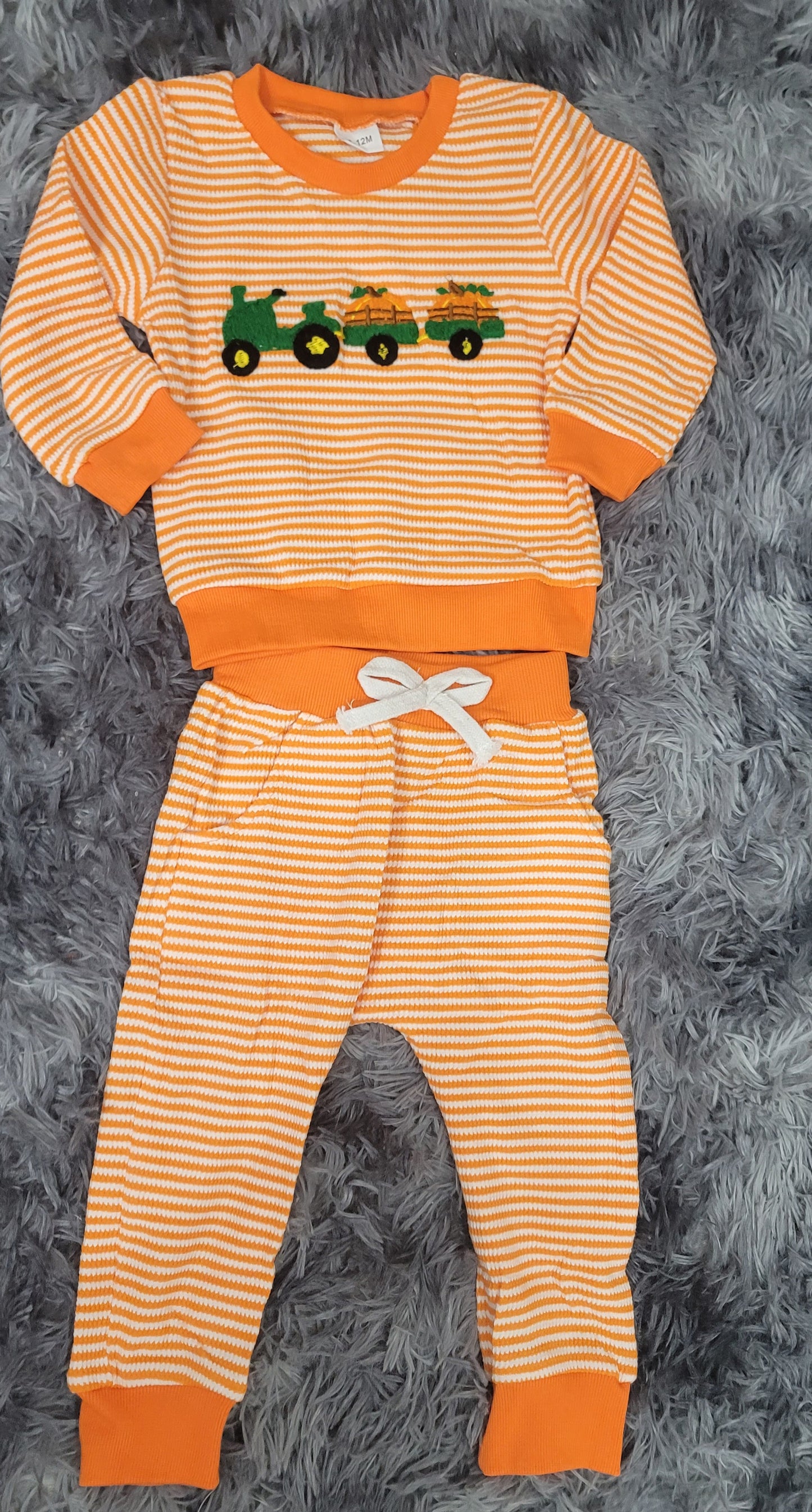 Toddler Baby Boy Halloween Tractor Pumpkin Outfit