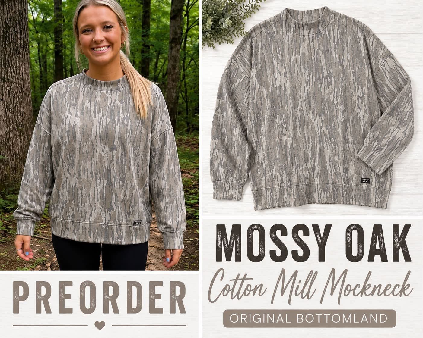 Mossy Oak Bottomland Mocknecks - Preorder ends 9/7 * Authentic