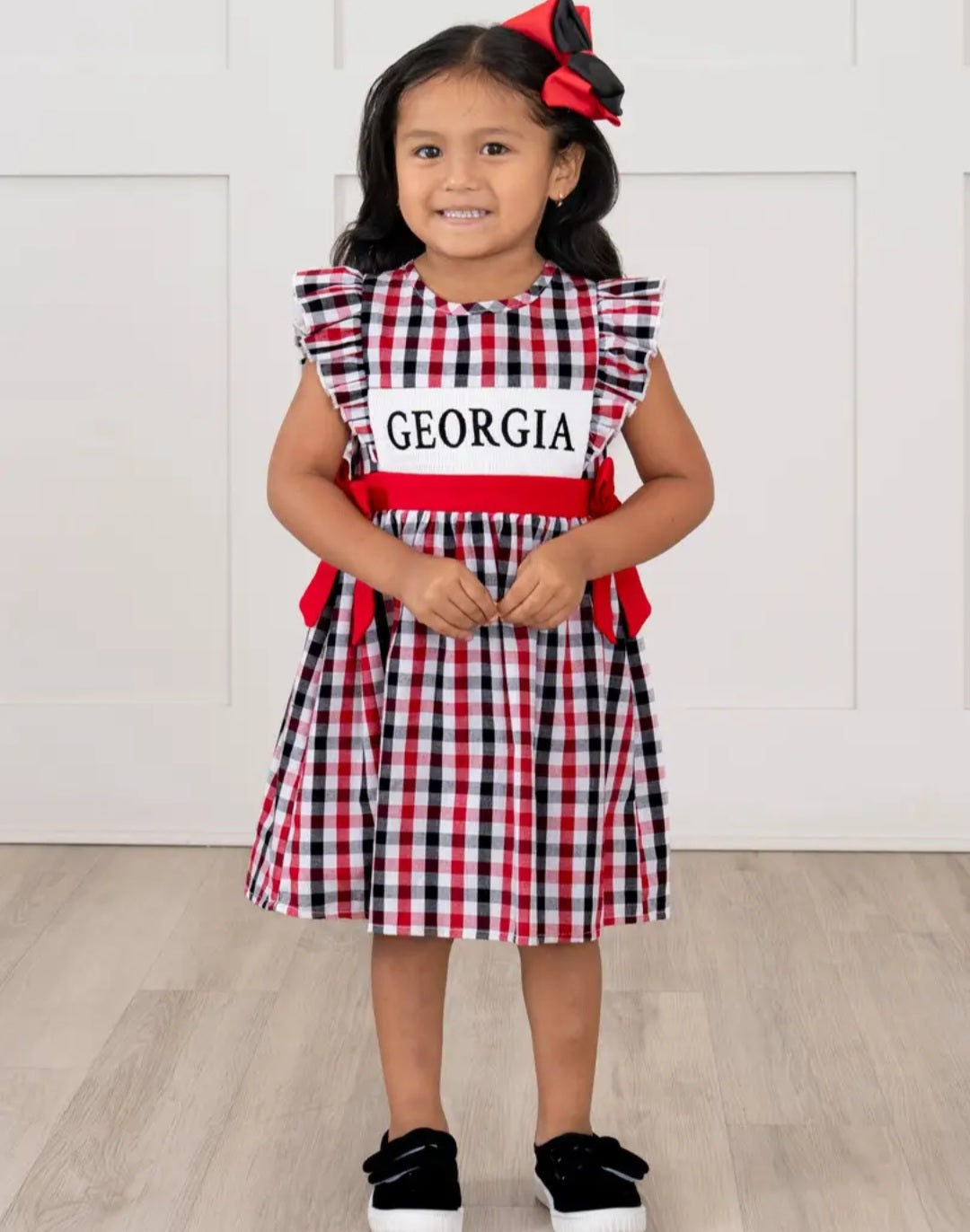 Marie Nicole Georgia Smocked Gingham Dress