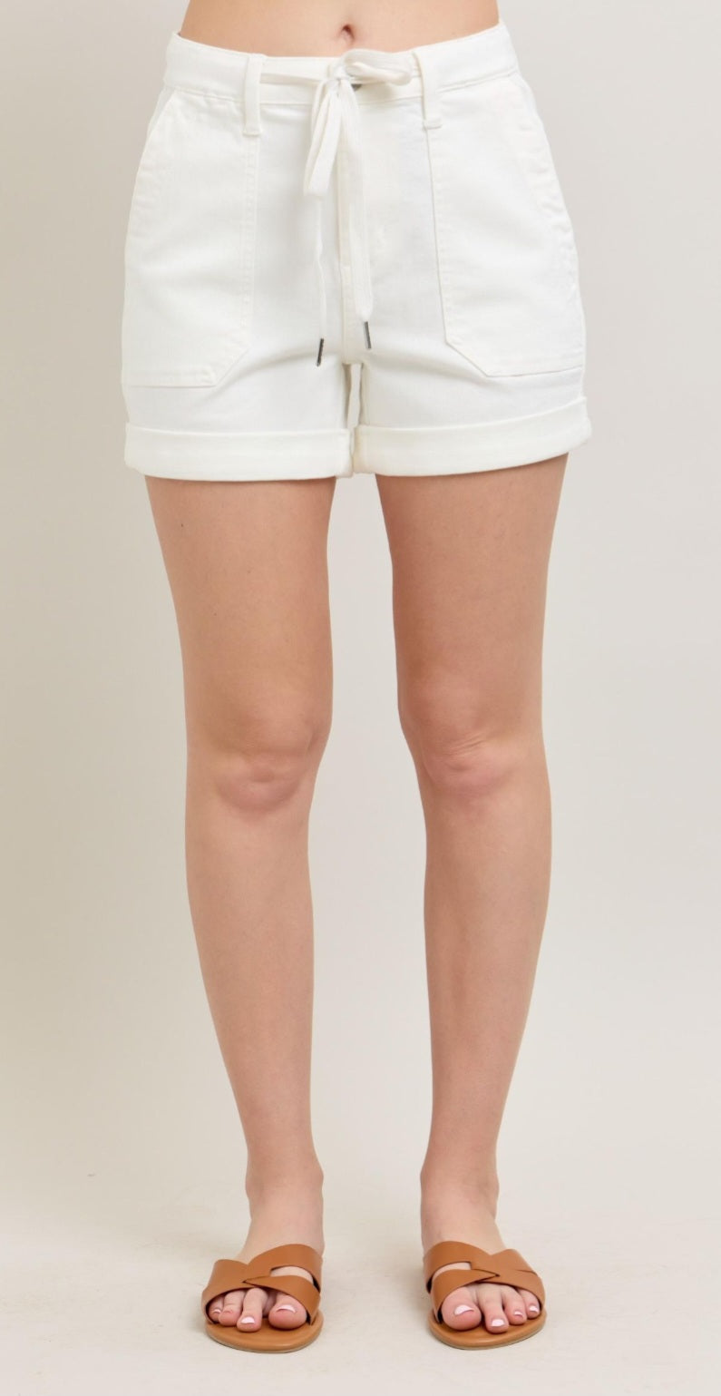 Judy Blue White Cuff Jogger Shorts