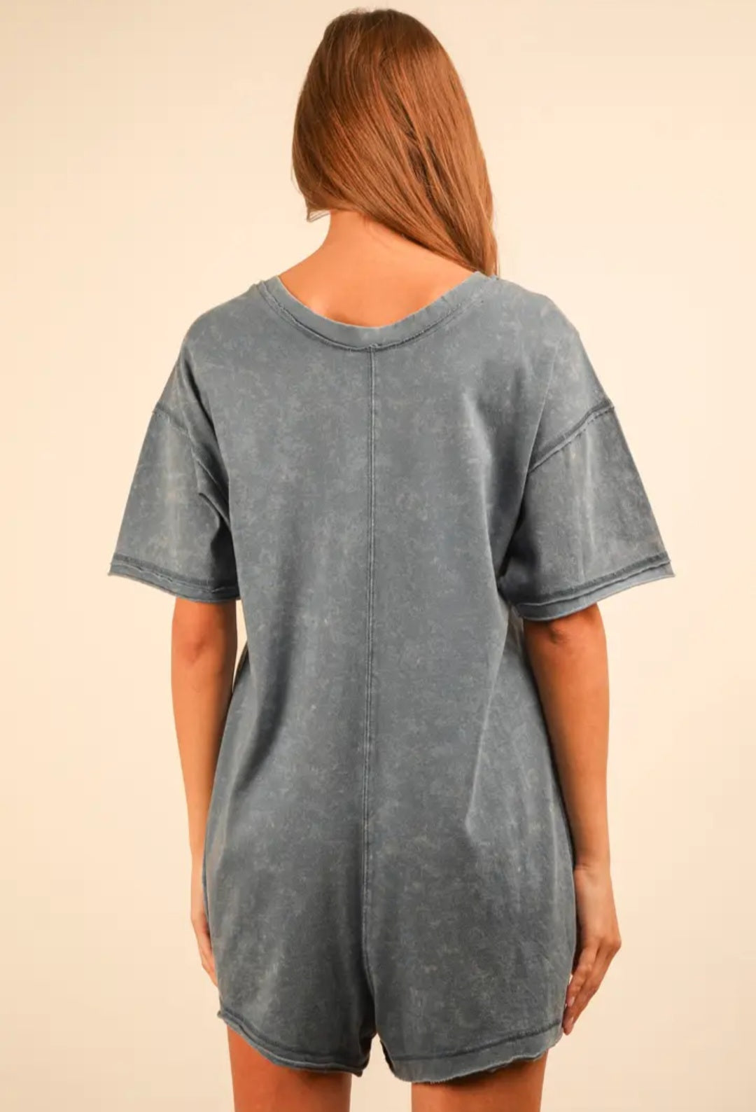 Mineral Washed Oversized Knot Romper