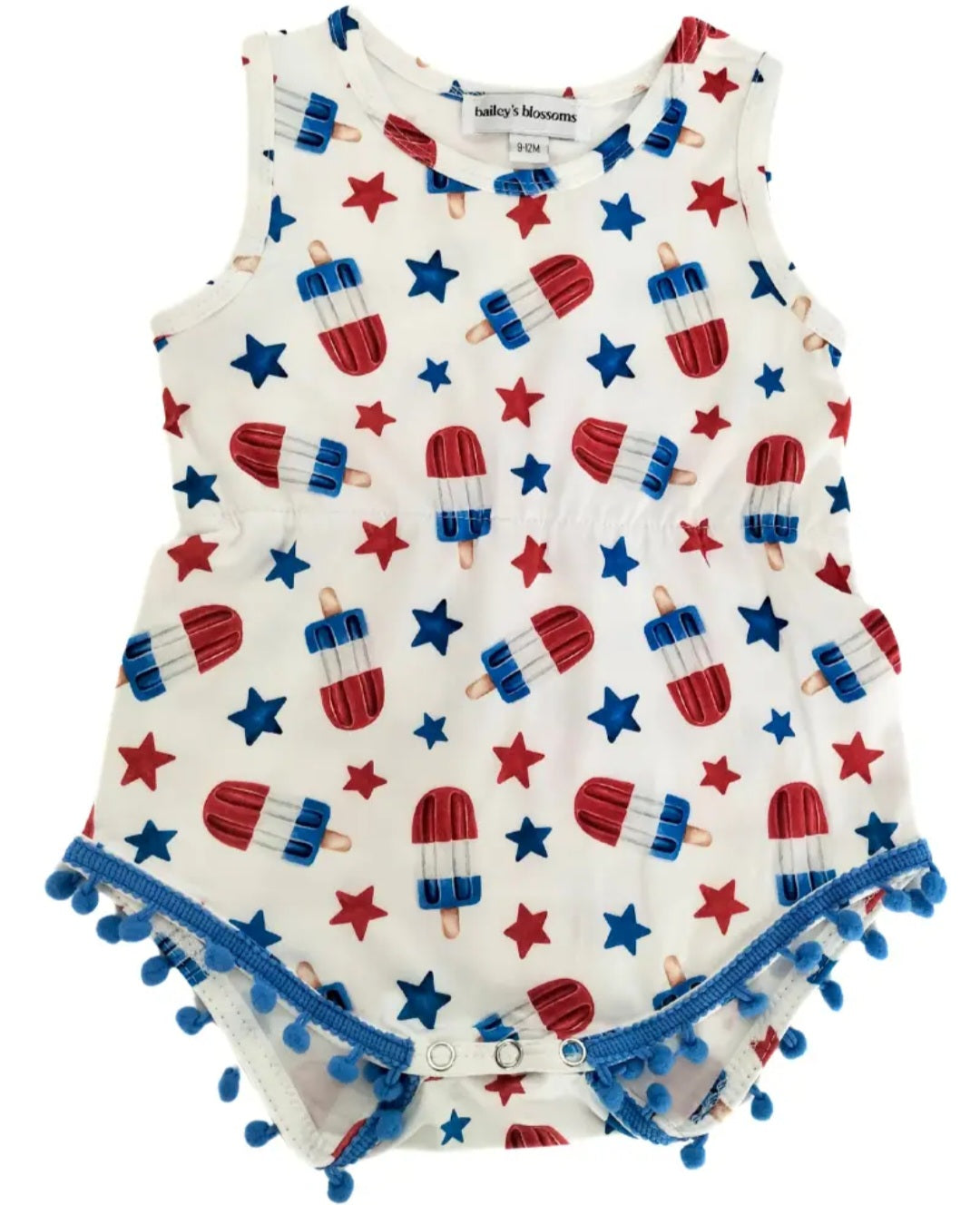 Pom Pom Romper- Patriotic Popsicles
