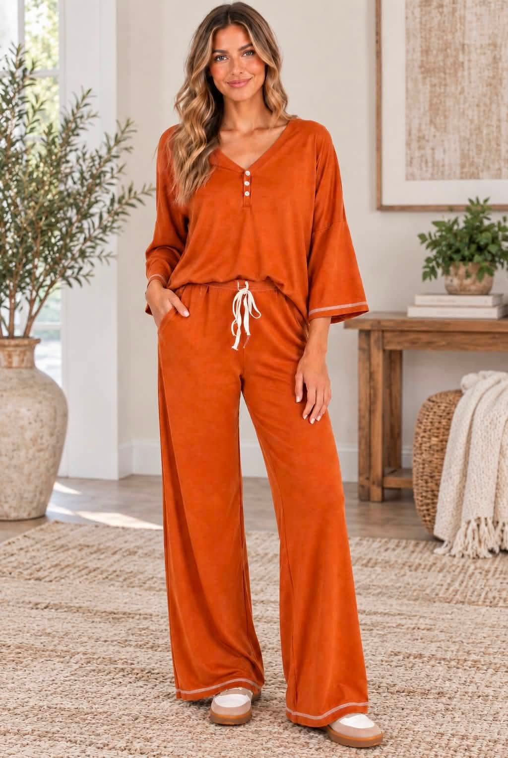 Orange Buttoned Set
