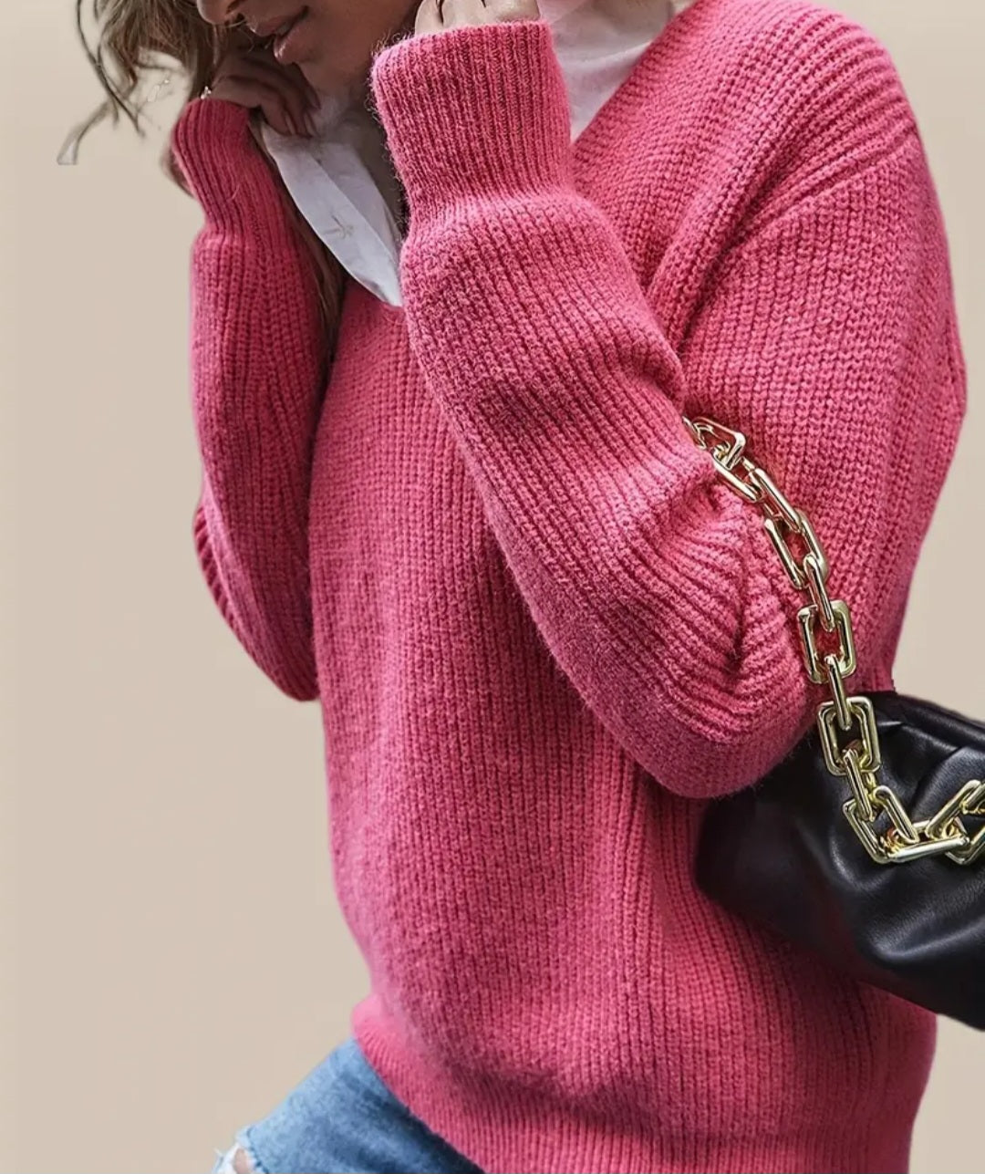 Women's V Neck Pullover Sweater