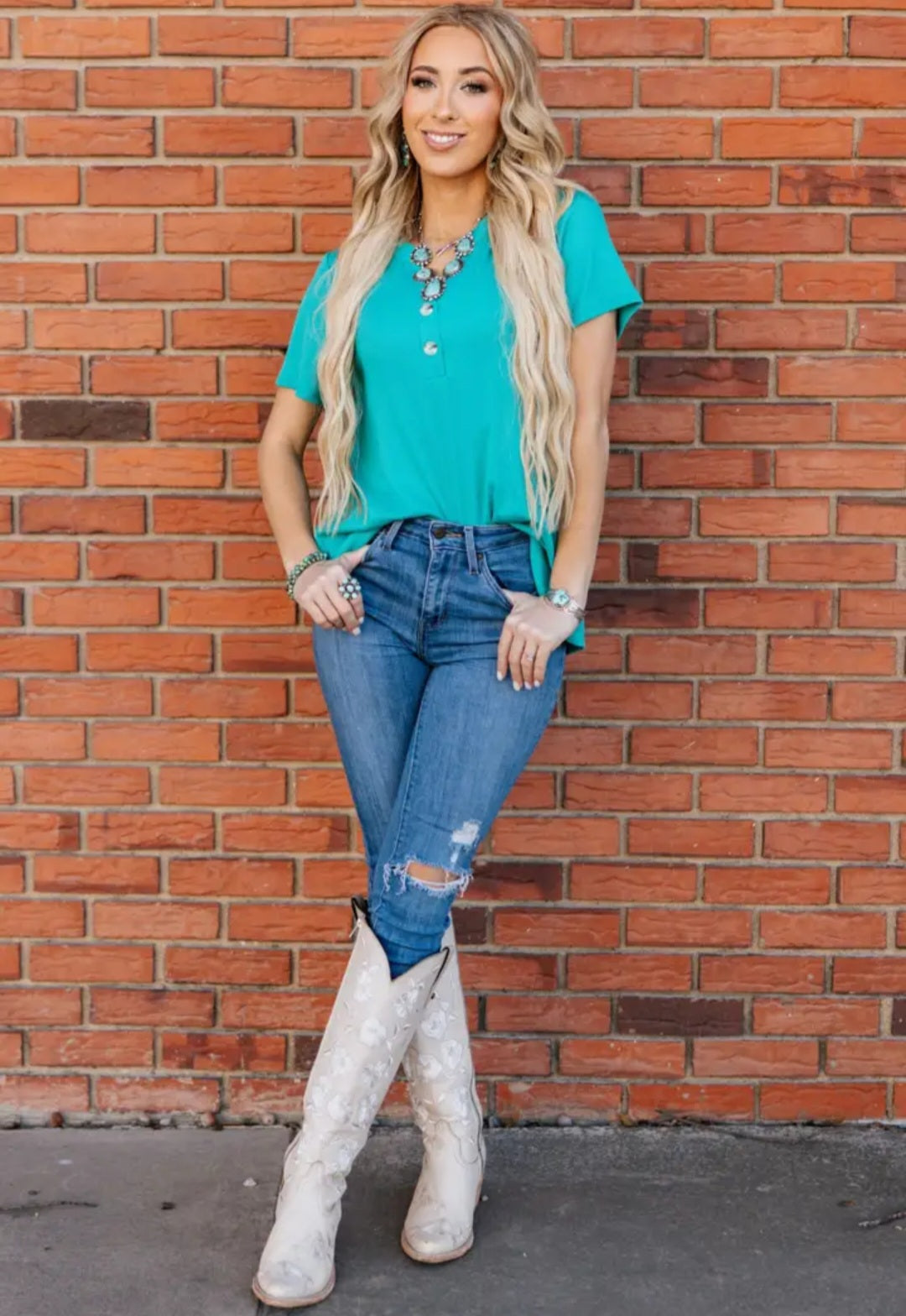 Ribbed Boyfriend Style Top w/ Button Detail
