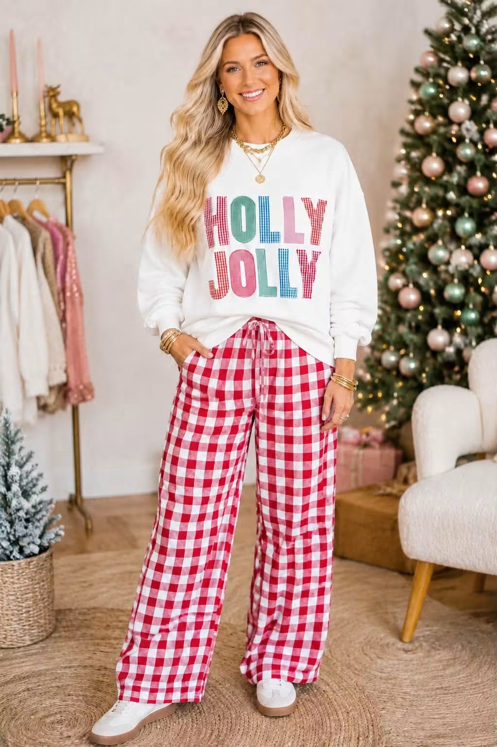 Holly Jolly Patch Embroidered Sweatshirt