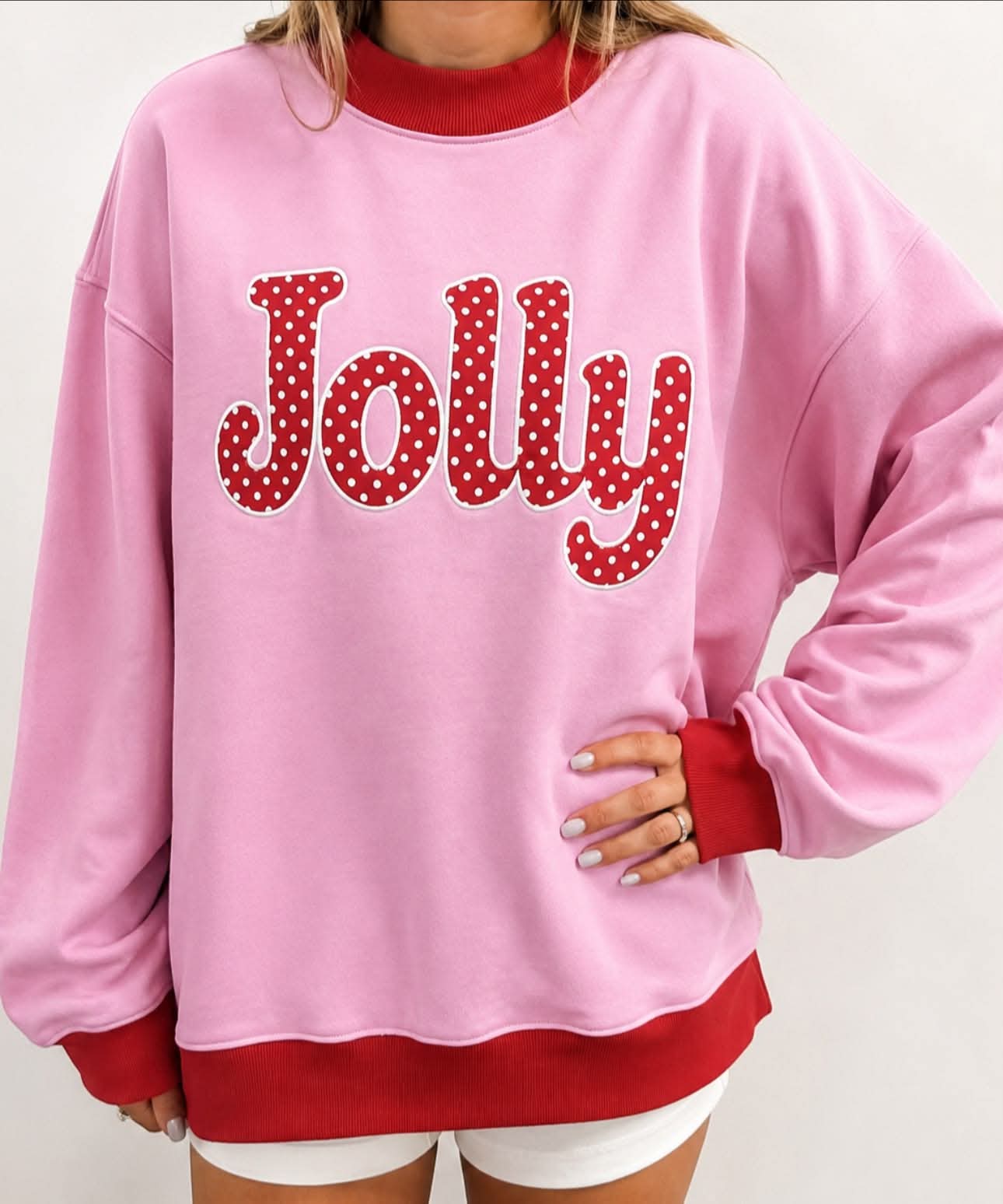 Christmas Embroidered Mock Neck