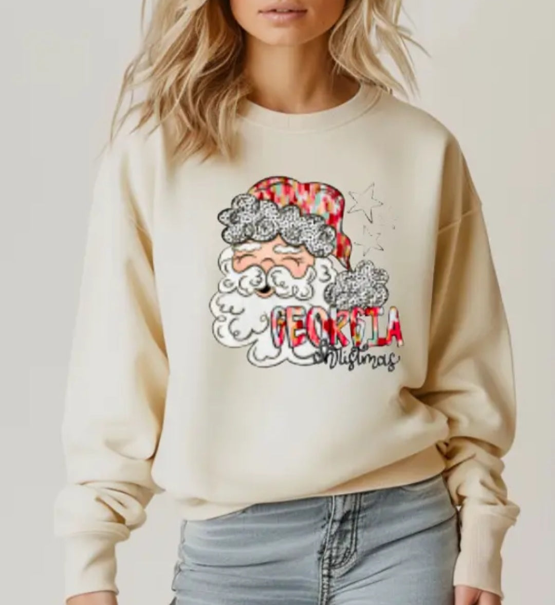 Watercolor Christmas Santa Graphic Sweatshirt