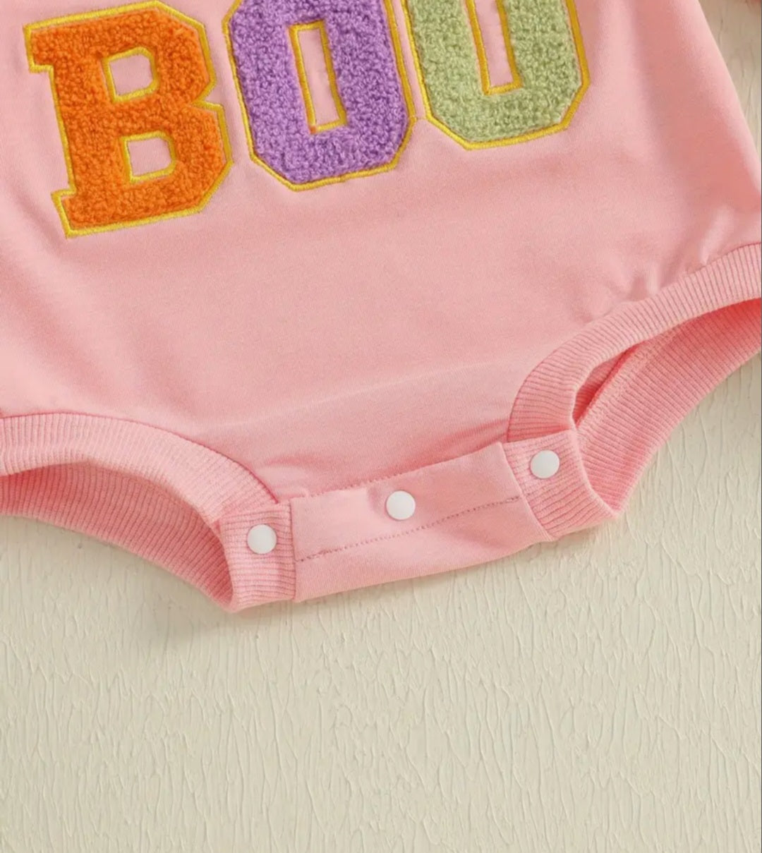 Baby Girls Letter Ghost Embroidered Bodysuit