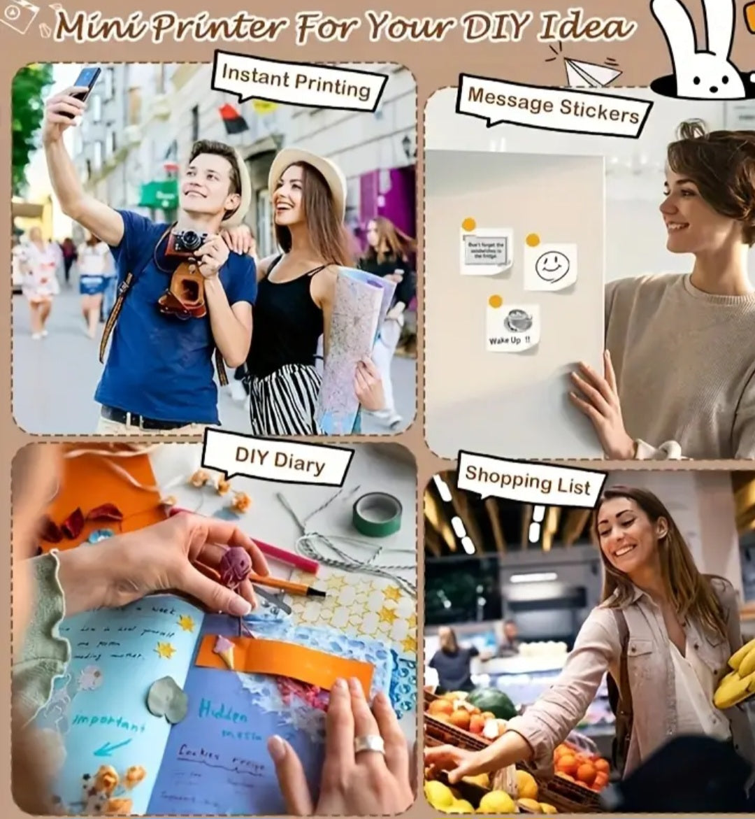 Portable Wireless Thermal Printer with Single Roll Thermal Paper