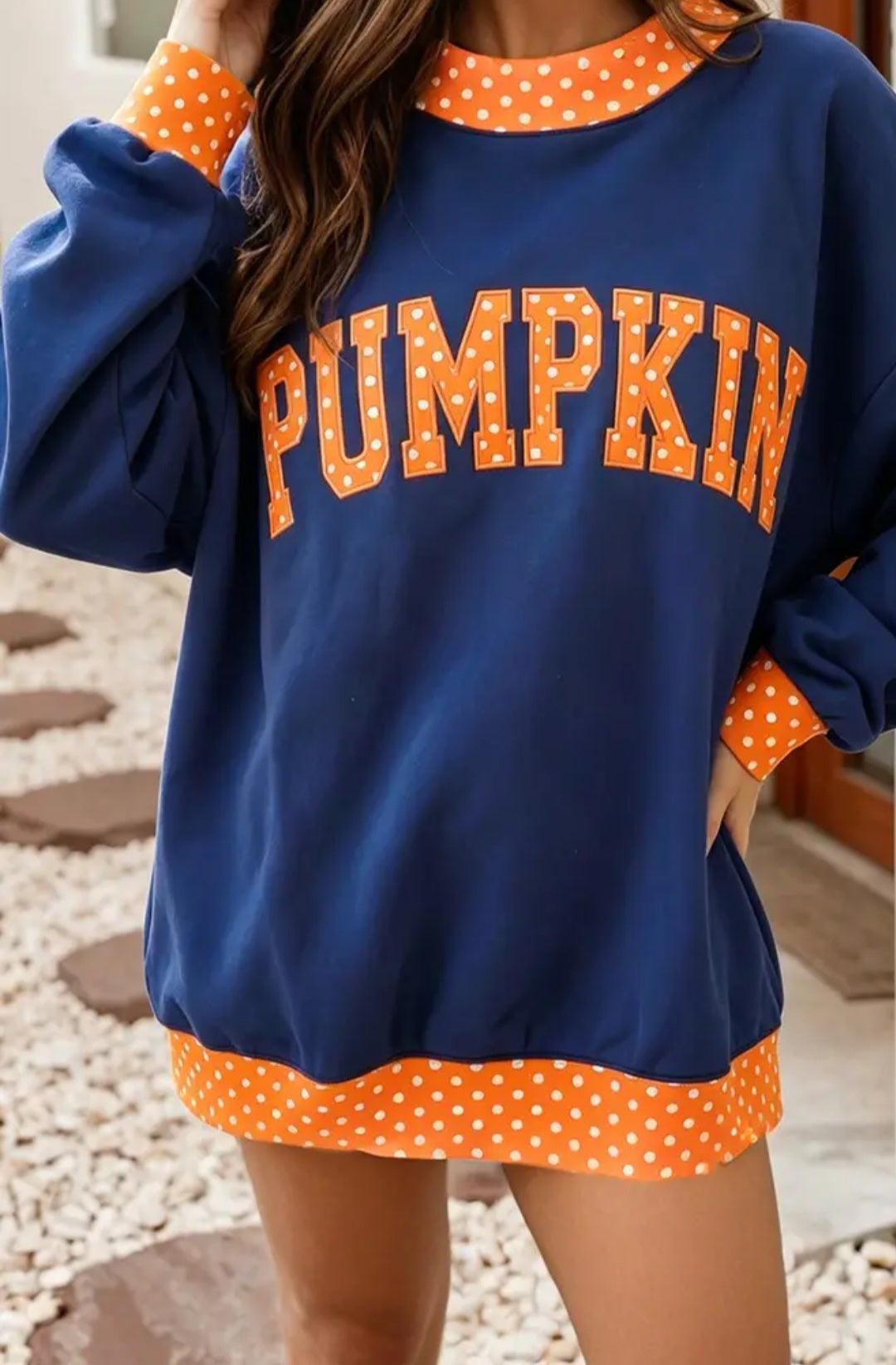 Polka Dot Contrast Holiday Mock Neck Sweatshirt