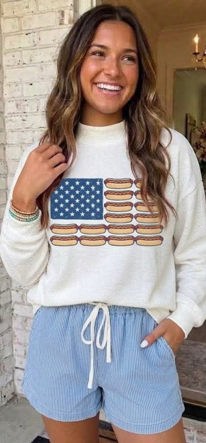 Hotdog Flag Mock Neck