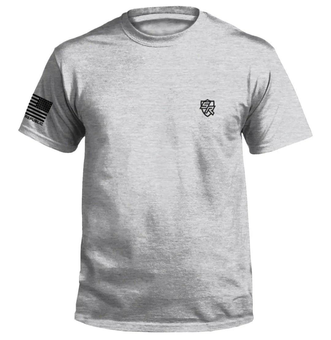 Shield Republic Camping Without Beer is Just Sitting in the Woods shirt- Grey