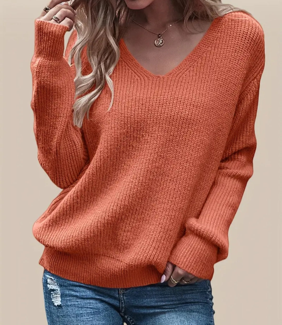 Women's V Neck Pullover Sweater