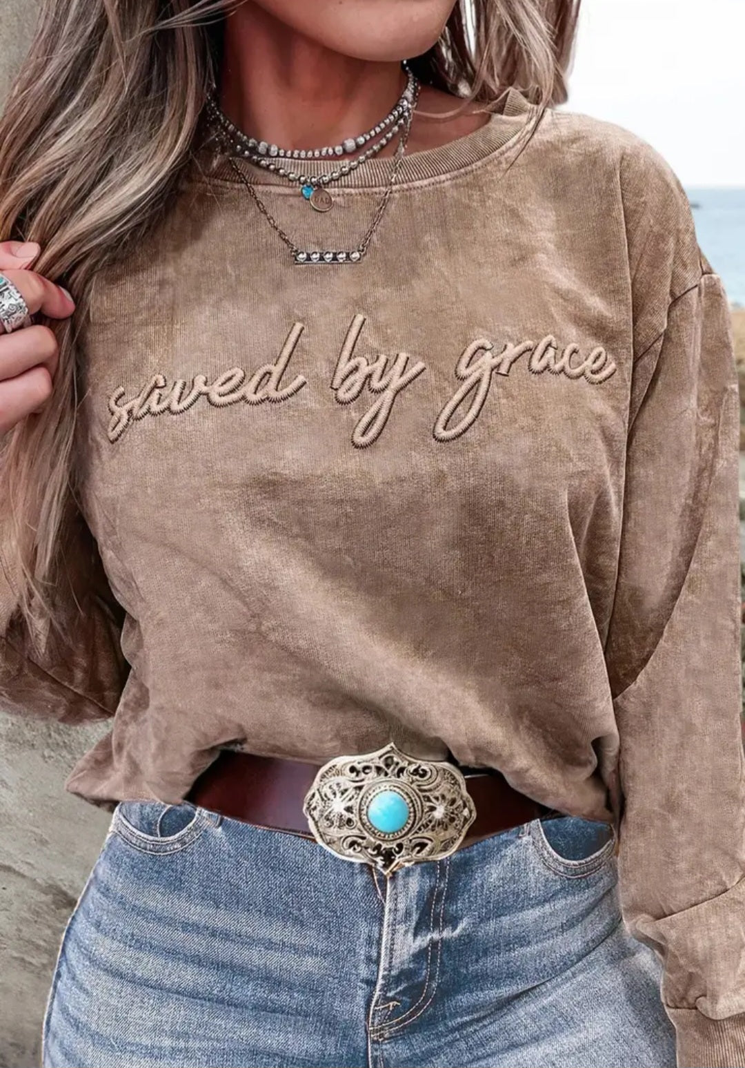 Saved By Grace Mineral Wash Sweatshirt