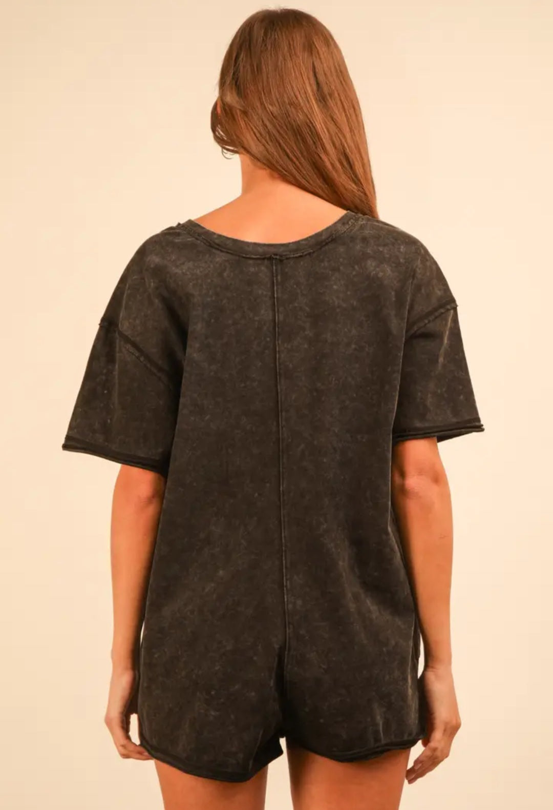 Mineral Washed Oversized Knot Romper