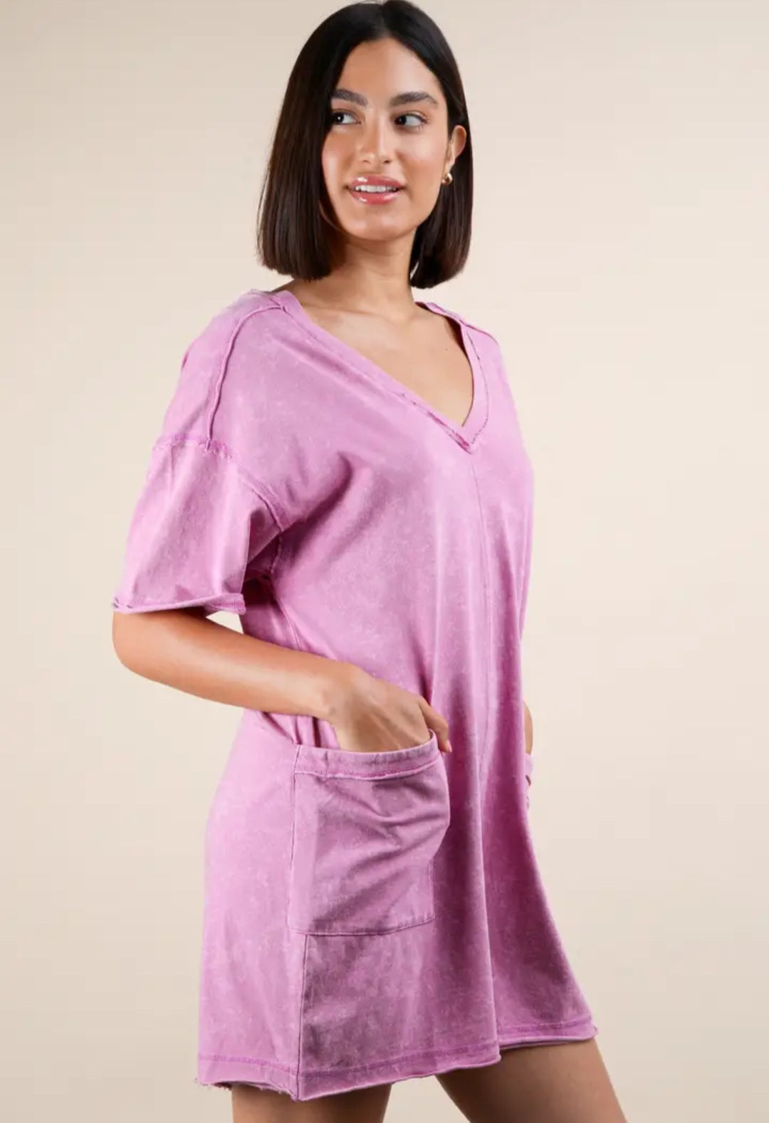 Mineral Washed Oversized Knot Romper