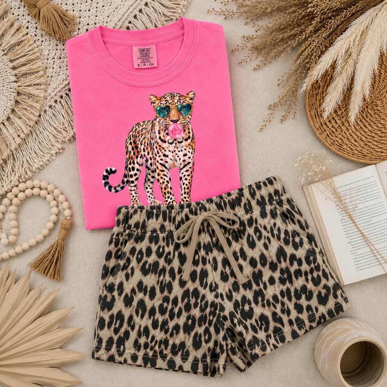 Cheetah Blowing Bubble Tee
