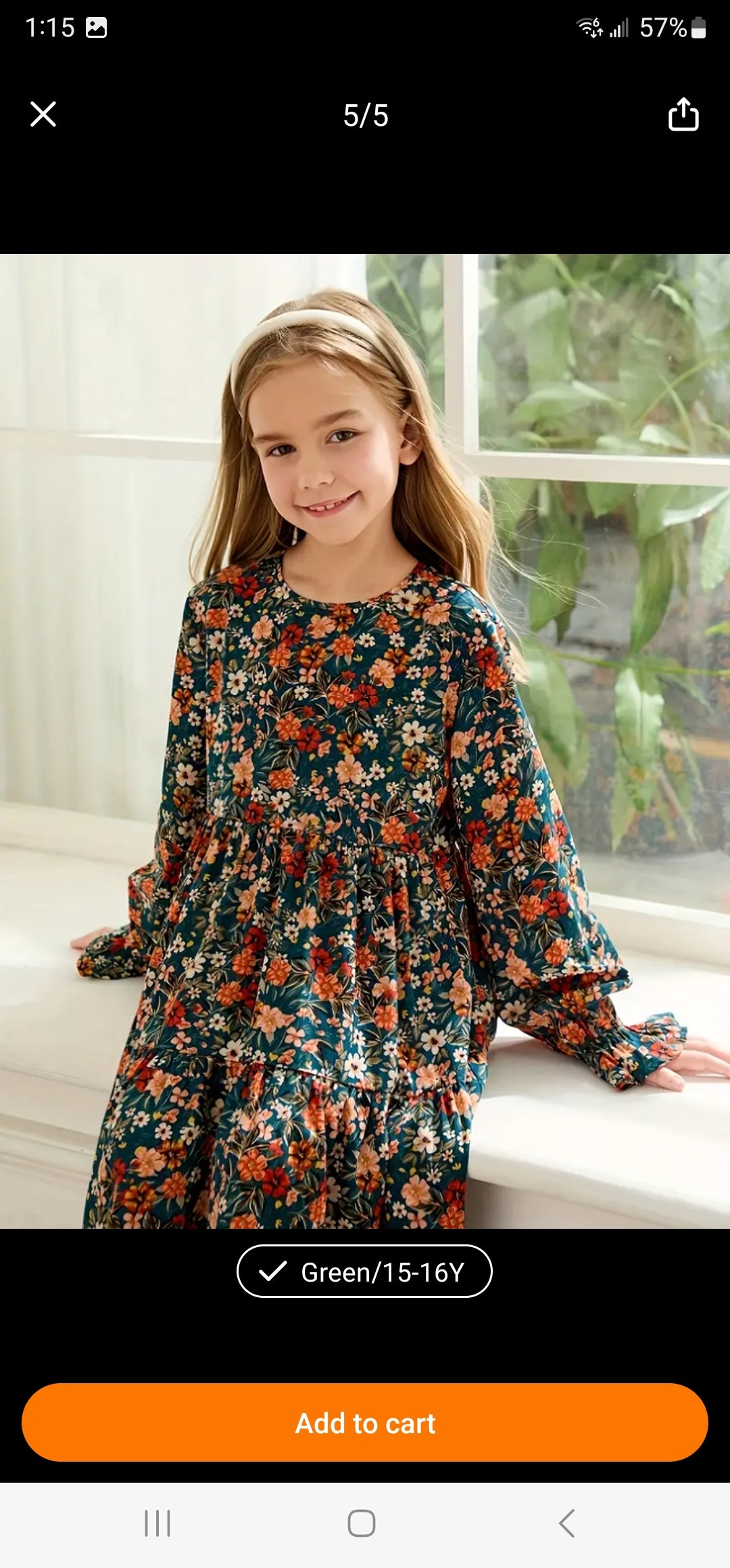 Floral Print Ruffle Sleeve Dress for Girls