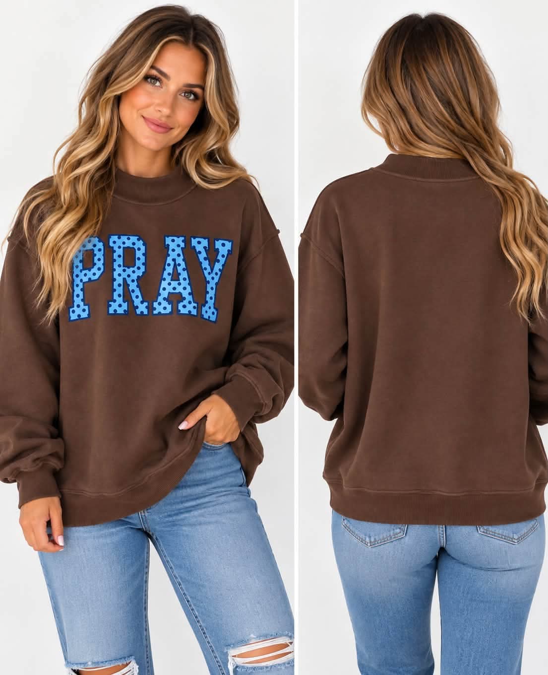 PRAY Polka Dot Embroidered Sweatshirt