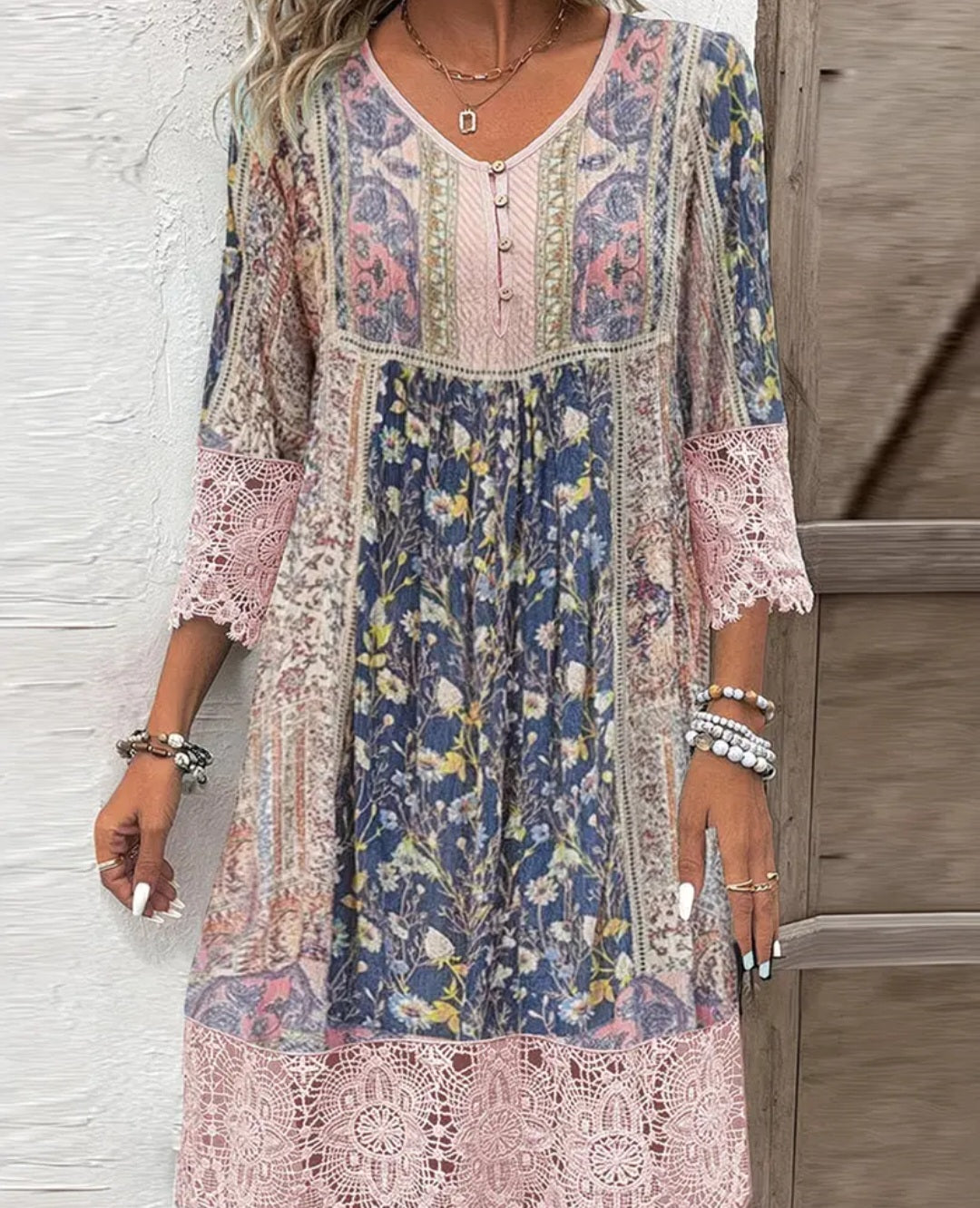 Floral Print Lace Dress