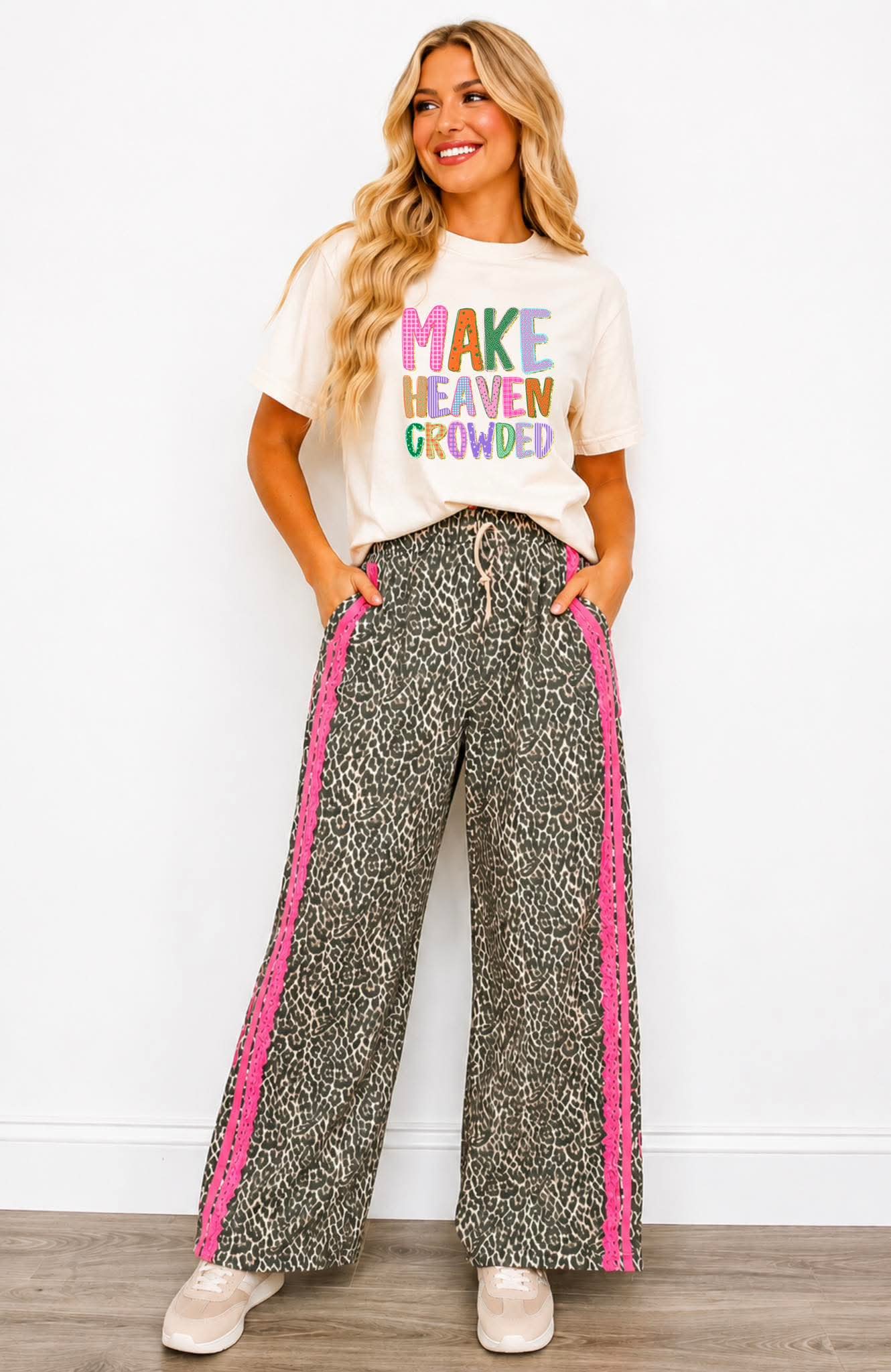 Wild Leopard Lace Detail Pants