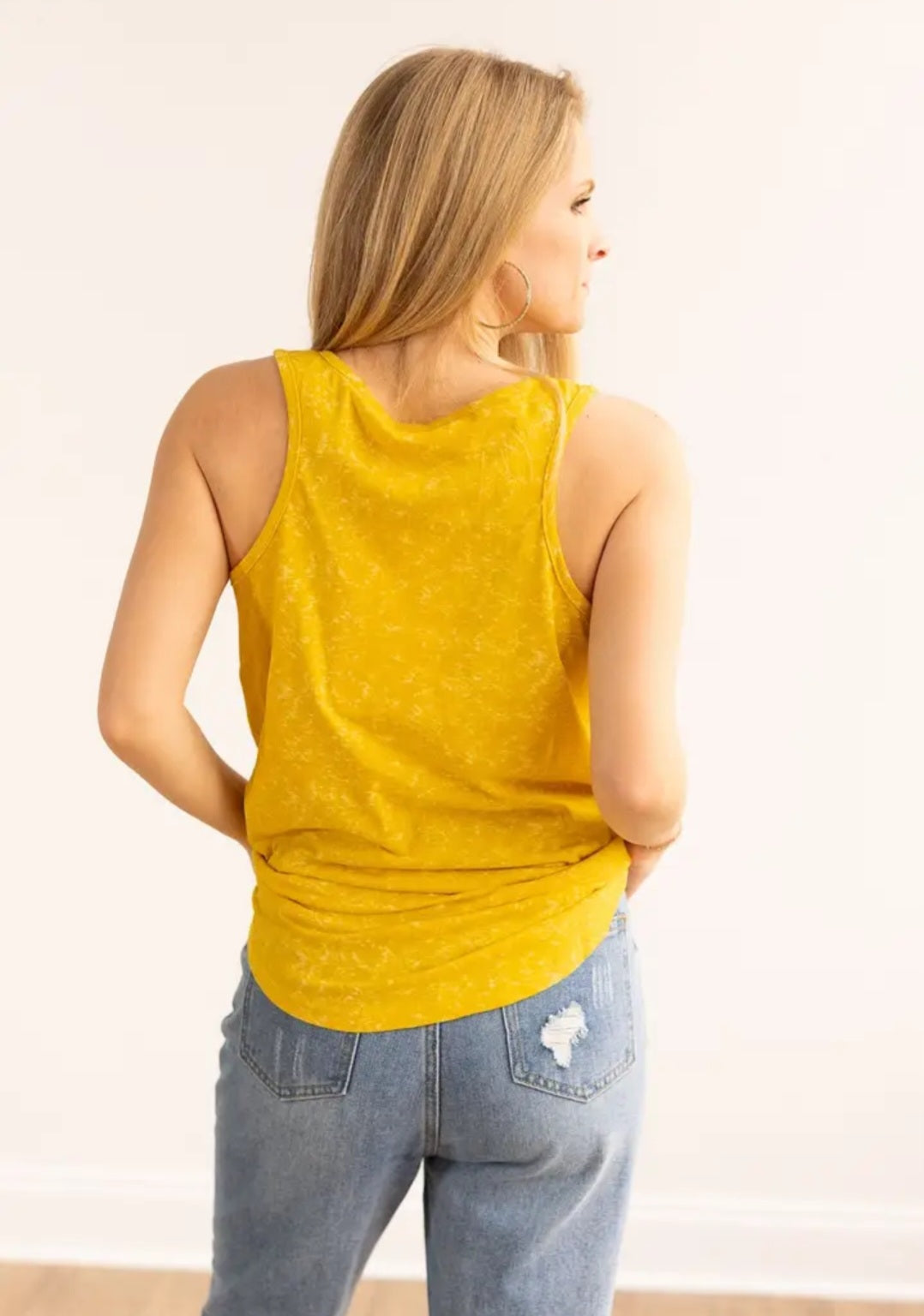 Grace+Emma Let's Watch The Sunset on Yellow Acid Wash Tank