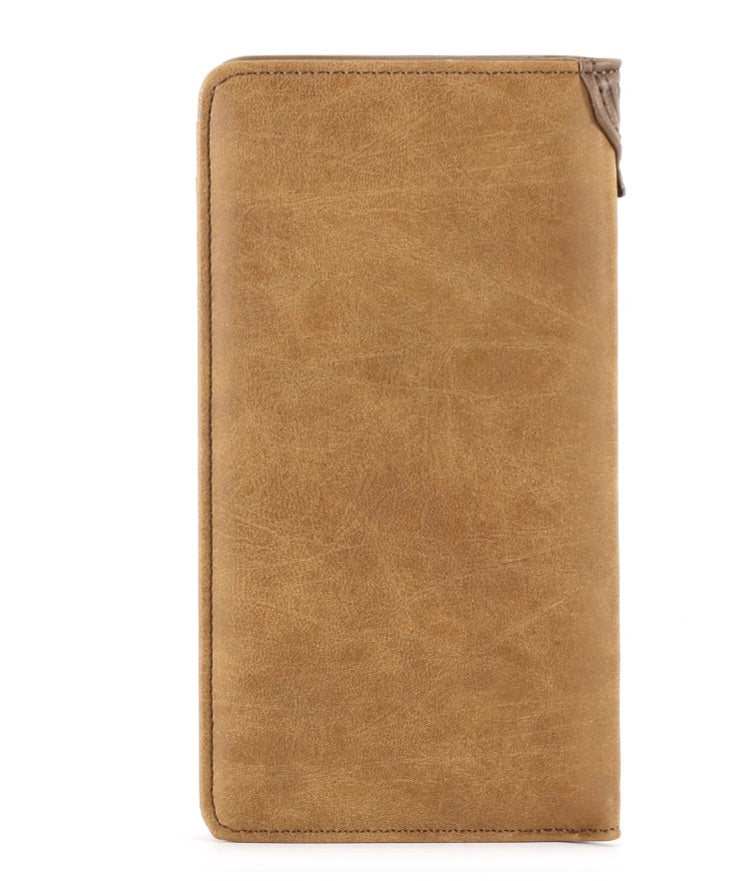 Embossed Floral Men's Bifold Long PU Leather Wallet