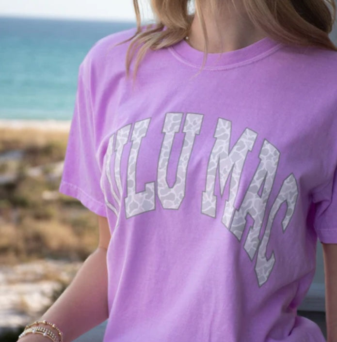 Lulu Mac Camo Adult Neon Violet Comfort Colors Tee