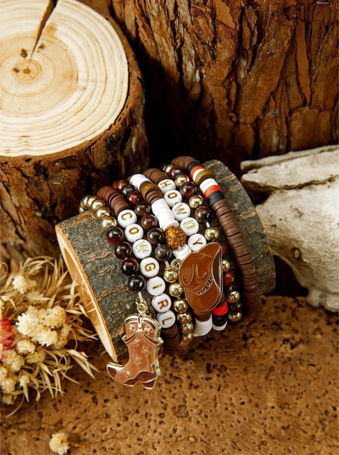 Howdy Cowgirl Western Beaded Bracelet Set