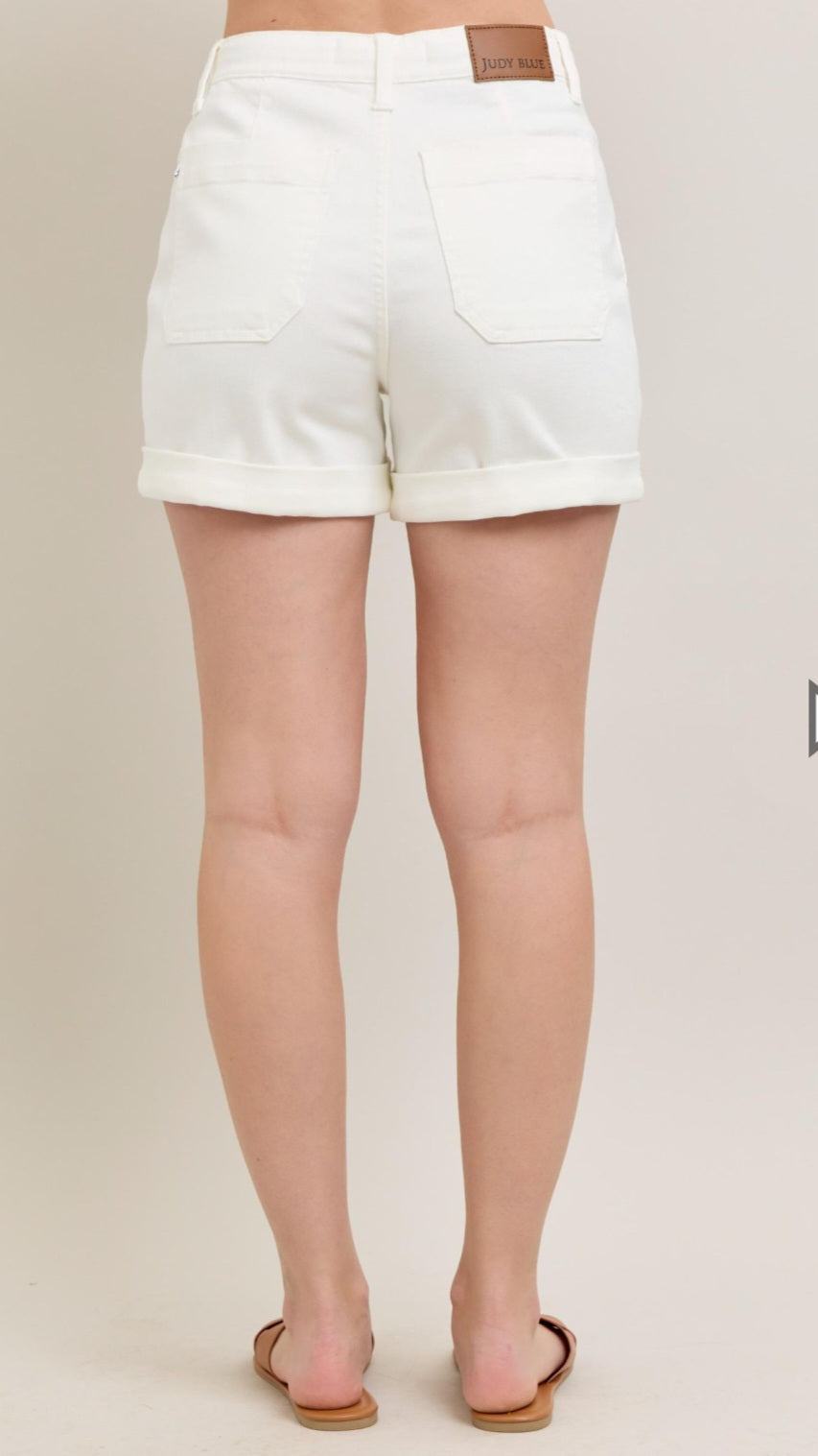 Judy Blue White Cuff Jogger Shorts
