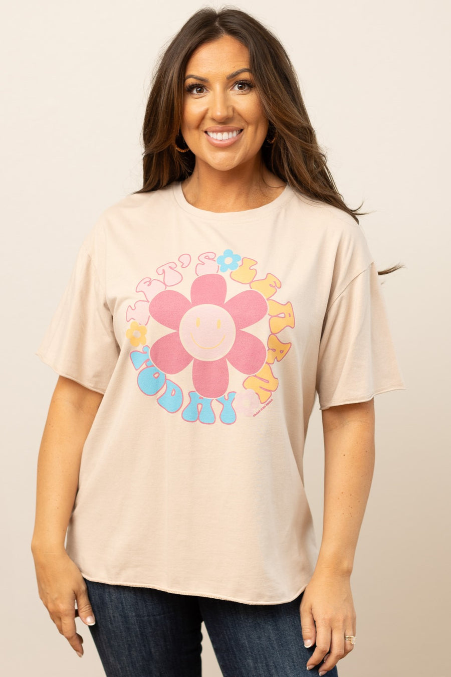 Grace+Emma Let's Learn Today on Beige Tee