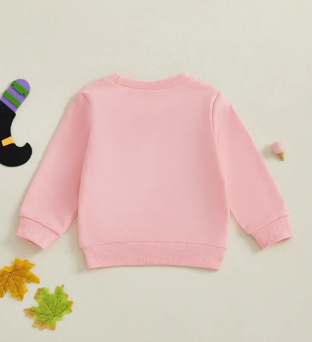 Toddler Girls Letter Ghost Embroidered Sweatshirt