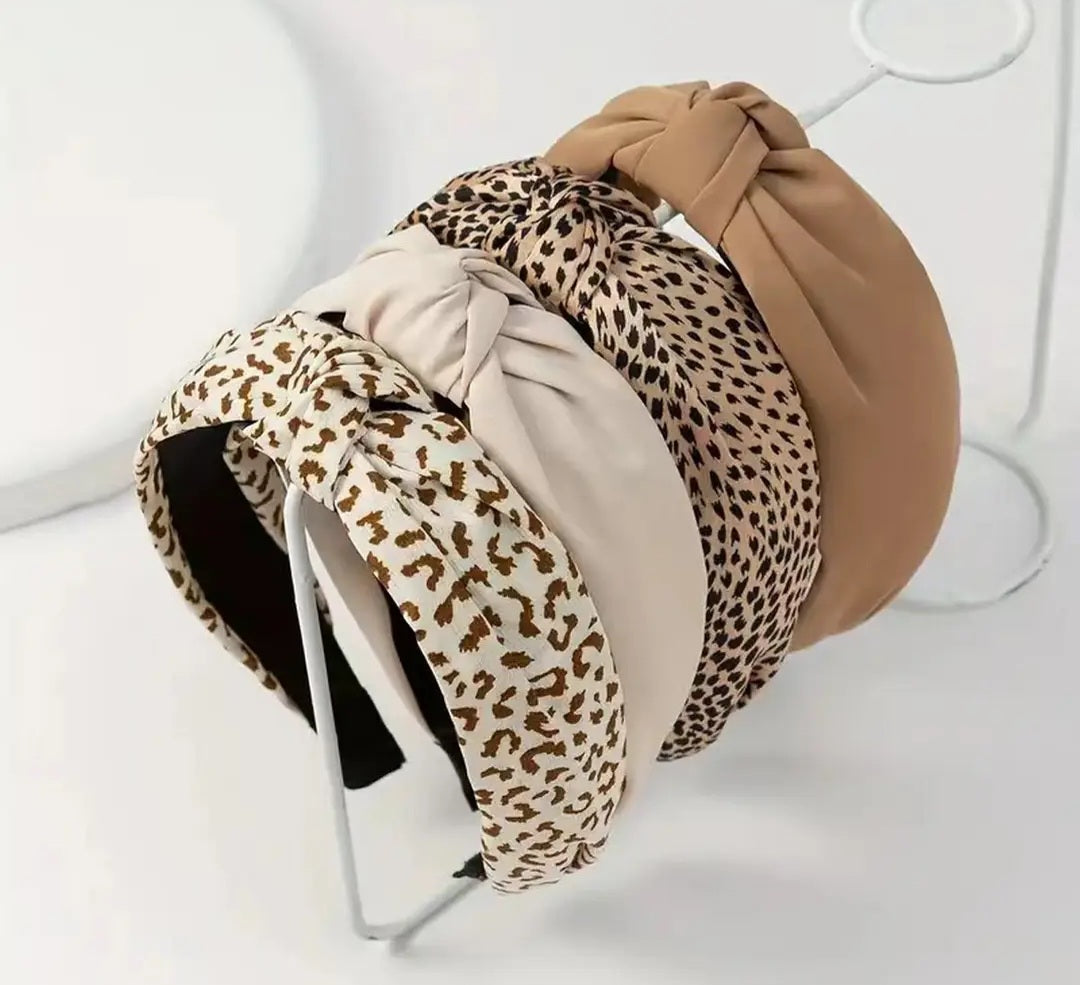 Vintage Leopard Print Wide Headbands