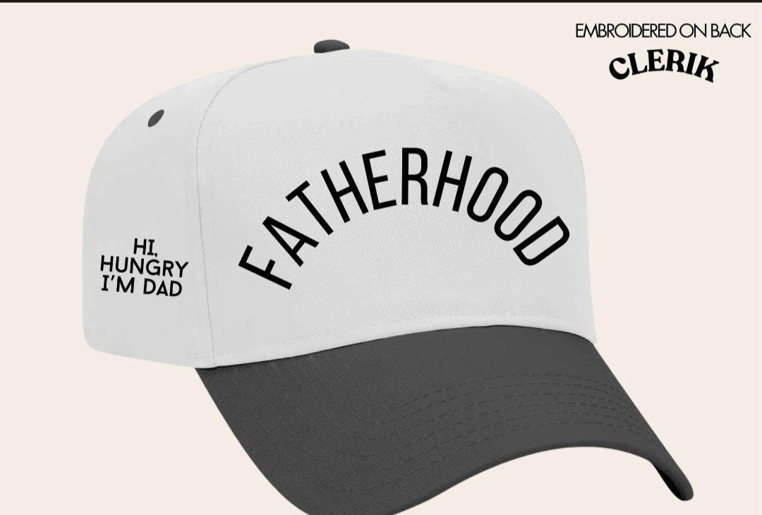 Fatherhood on White Cap with Black Bill