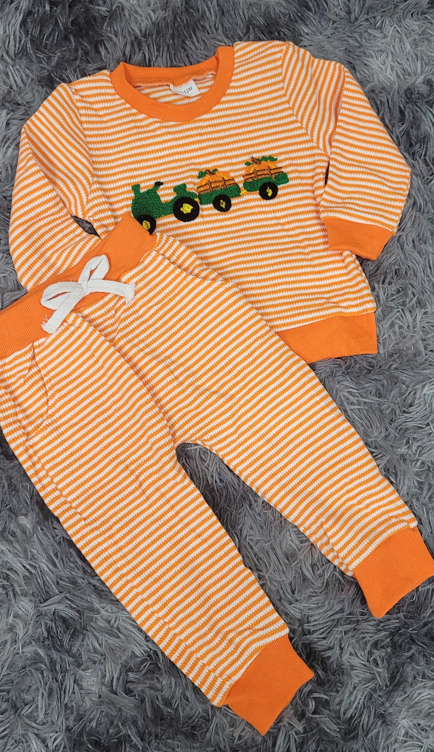 Toddler Baby Boy Halloween Tractor Pumpkin Outfit