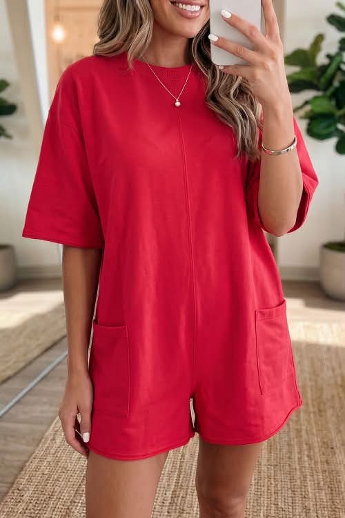 Raw Edge Red Romper Preorder