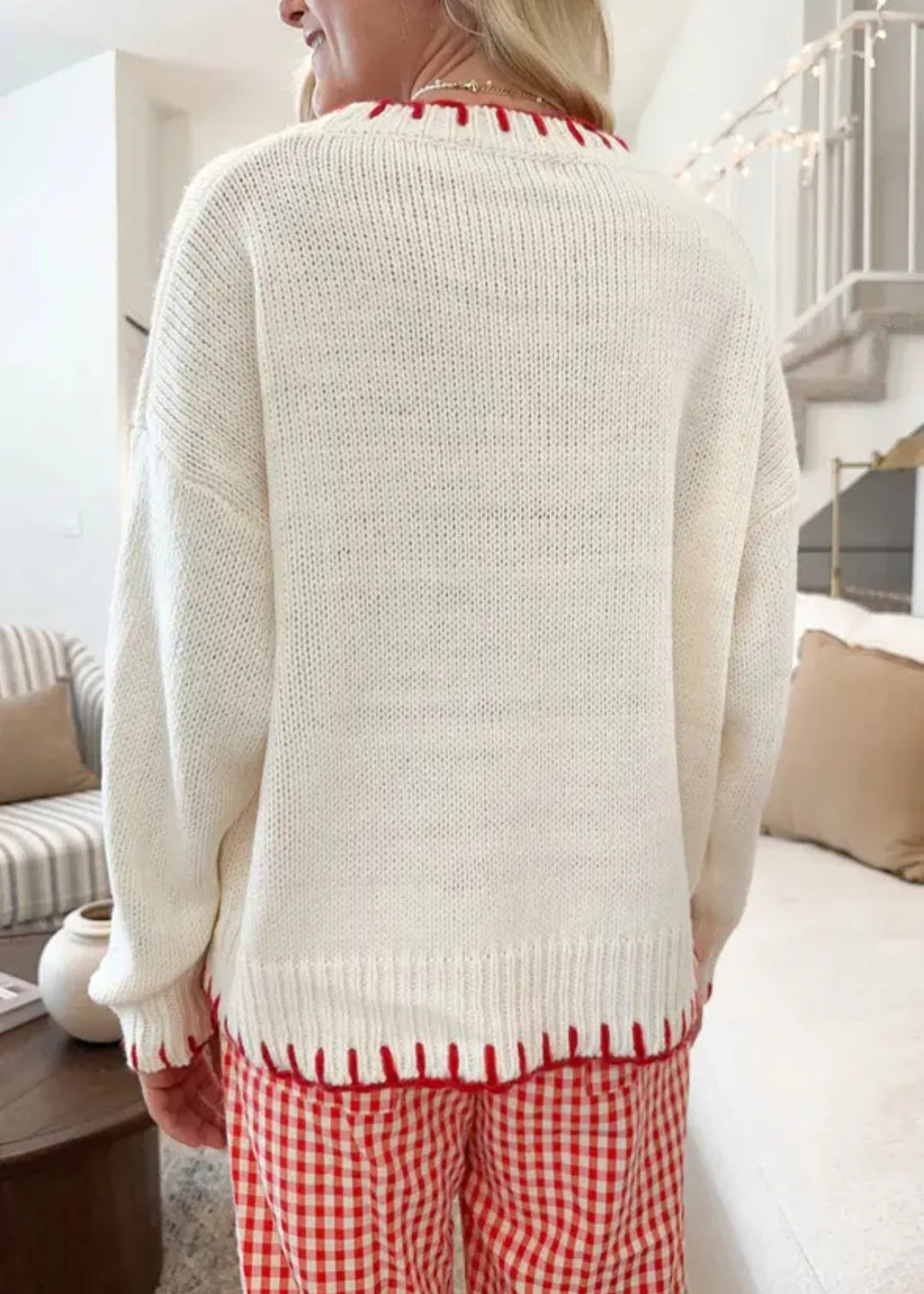Laid- Back Style Knitted Bow Sweater