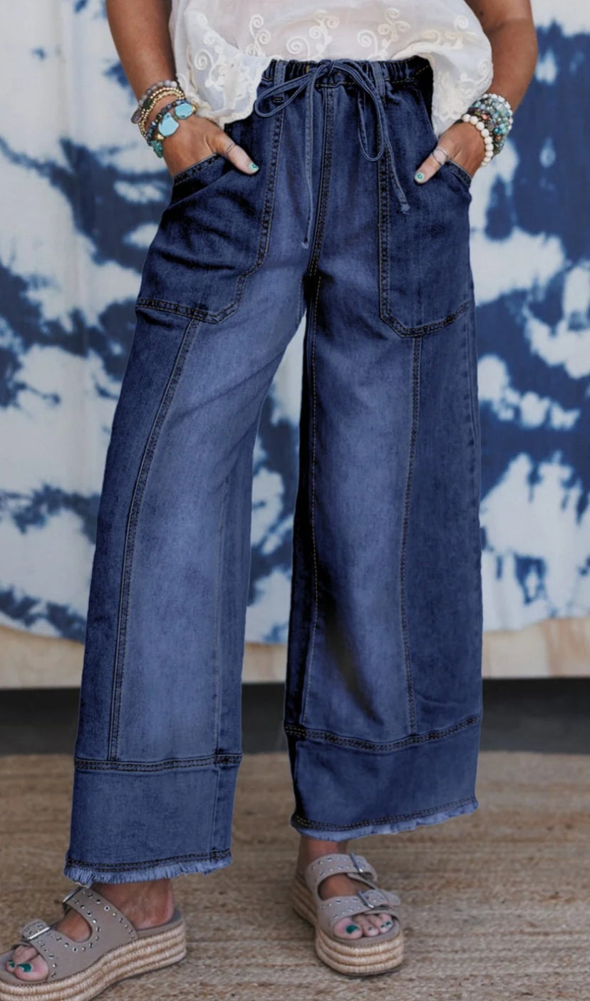 Seam Detail Raw Hem Pants